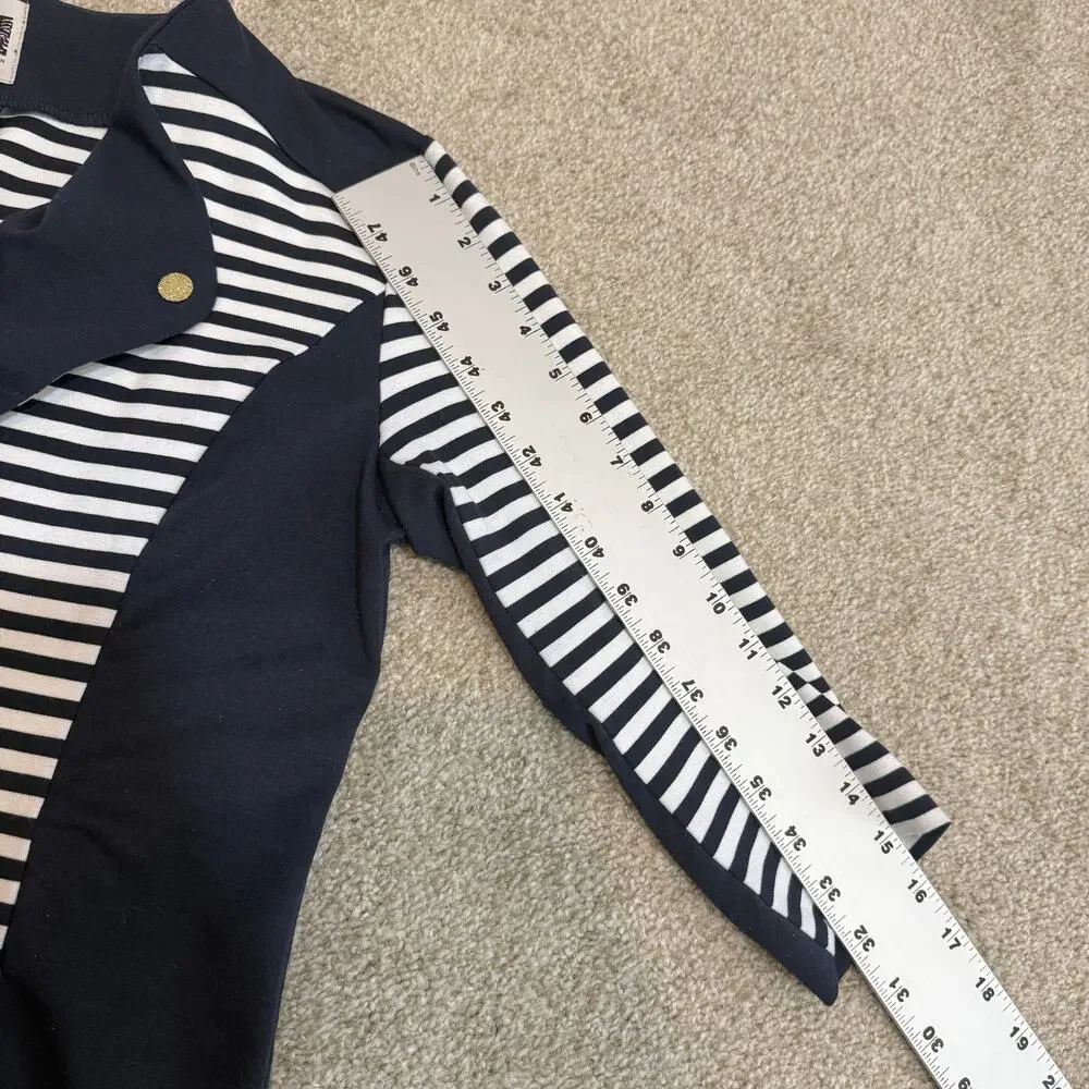 Anne Klein small stripe color block 1/2 sleeve jacket blazer C2 2405